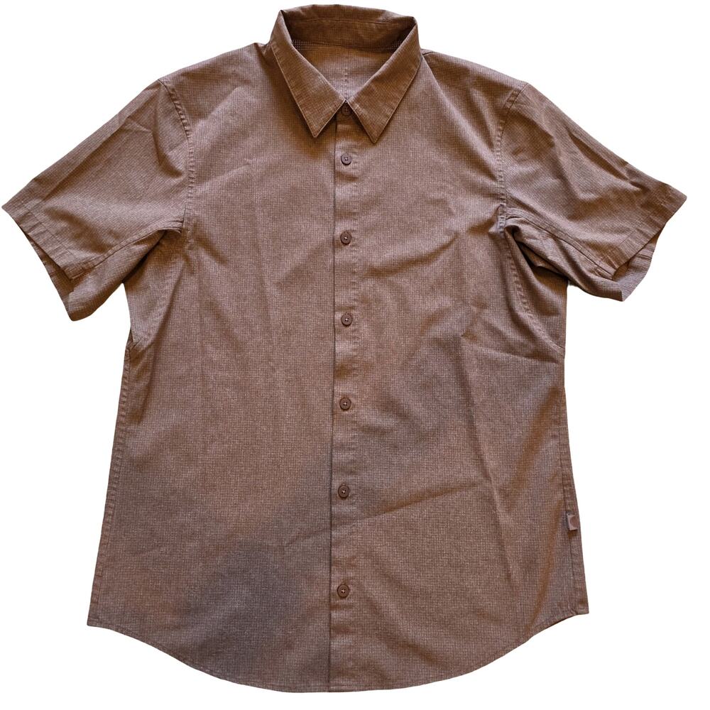 Lululemon Evolution Short Sleeve Polo Coral Textured Technical‎ Knit Men's Small